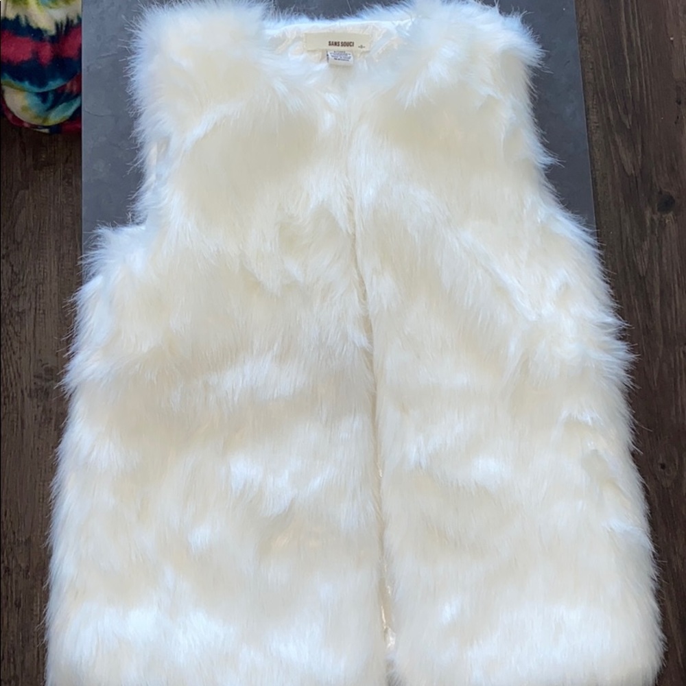 Faux Fur Vest - Sans Souci Faux Fur White Vest